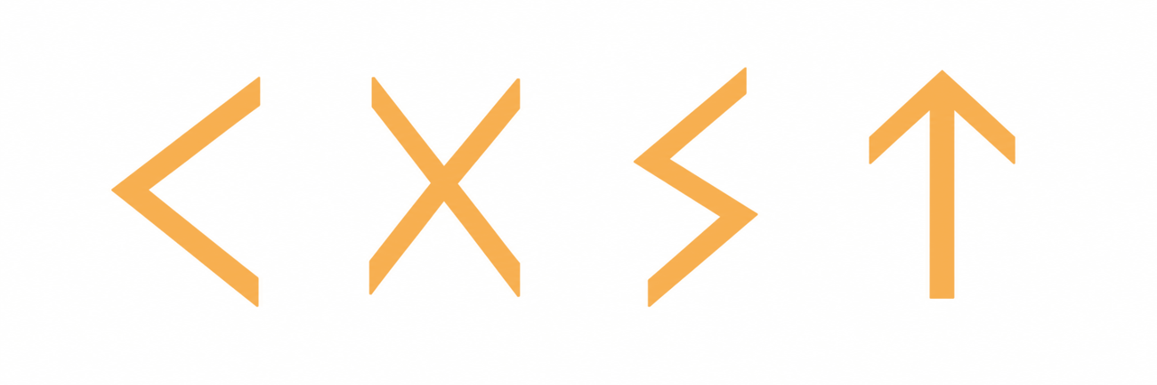 Čtyři stylizované runové symboly